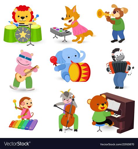 Animal music animalistic character musician Vector Image