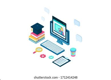 Isometric Online Education E Learning Adult Stock Vector Royalty Free