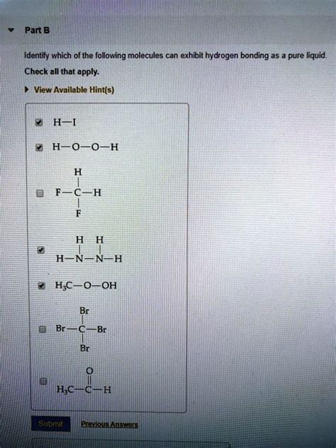 Solved Identify Which Of The Following Molecules Can Exhibit Hydrogen