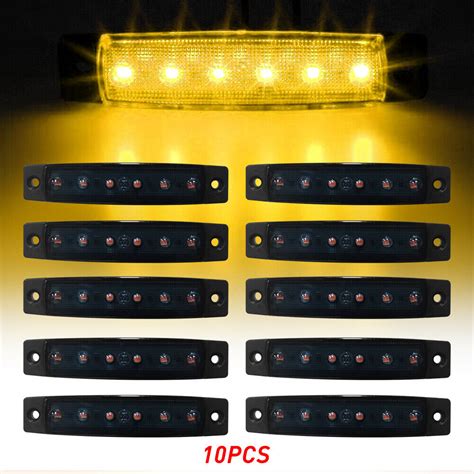 10x Amber 6LED Side Marker Clearance Lights Waterproof For Trailer