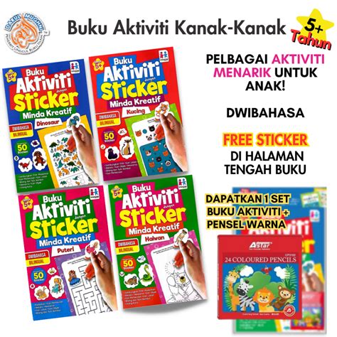 Buku Aktiviti Kanak Kanak Free Sticker Pensel Warna Sticker Book