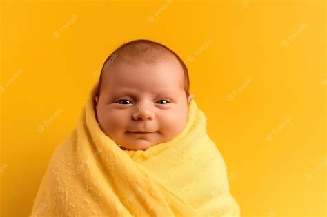 Premium Photo Newborn Baby Resting On Yellow Towel Shot On Yellow