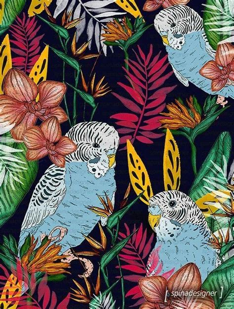 Tropical bird wallpaper | Bird prints, Pattern illustration, Pattern art