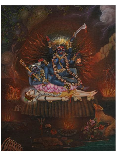 Goddess Dakshina Kalika Acrylic On Canvas Painting By Giri Ratna Singh Exotic India Art