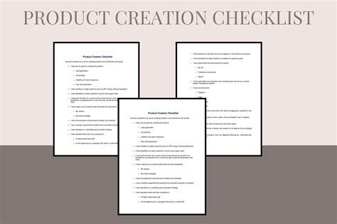 Editable Product Creation Checklist Design Etsy