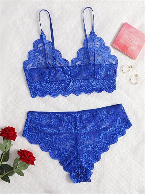 Plus Floral Lace Scallop Trim Lingerie Set Artofit