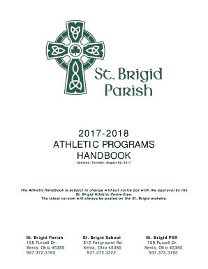 Fillable Online The Athletic Handbook Is Subject To Change Without