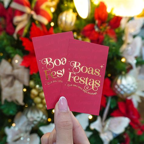 un Cartão Hot Stamping Boas Festas Coleção Natal Luli Paper