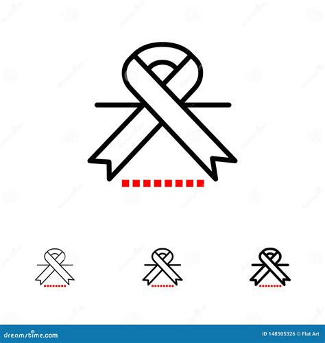 Cancer Oncology Ribbon Medical Bold And Thin Black Line Icon Set