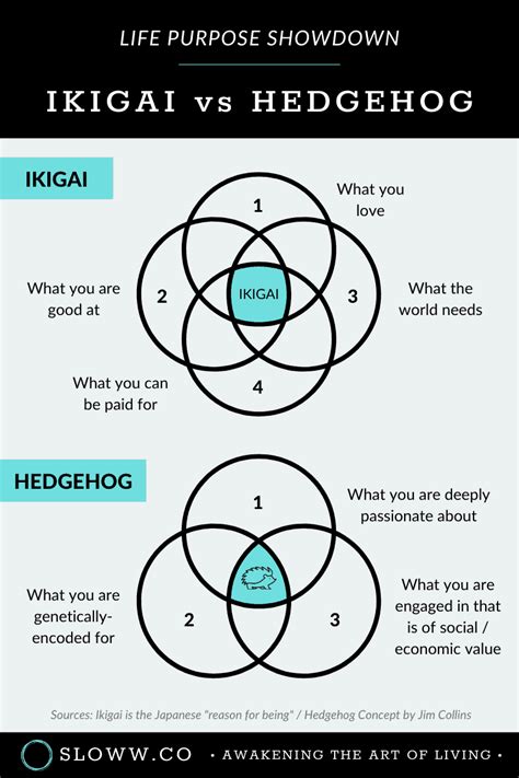 Hedgehog Concept by Jim Collins vs Ikigai (+ Infographics) | Sloww