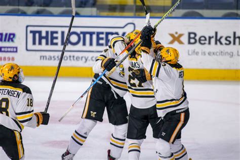 AIC hockey posts first playoff series victory with double OT win over ...