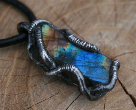 Men Necklace Labradorite Necklace Raw Necklace Men Pendant Etsy