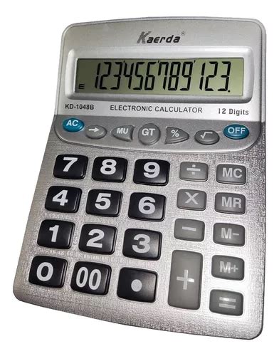 Calculadora Teclas Y Numeros Grandes Digitos Auto Off Color Gris