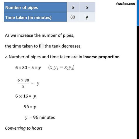 Example 7 6 Pipes Are Required To Fill A Tank In 1 Hour 20 Minutes