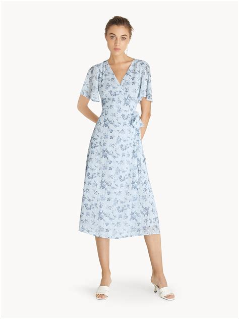 Floral Surplice Side Tie Dress Light Blue Pomelo Fashion