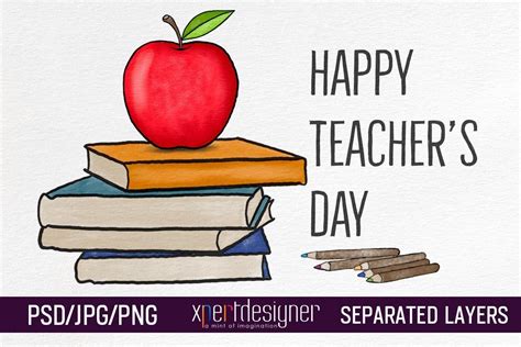 Teachers Day Watercolor Illustration 09 Graphic By Xpertdesigner · Creative Fabrica