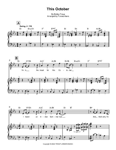 This October Arr Tunescribers Sheet Music Bobtroup Piano And Vocal