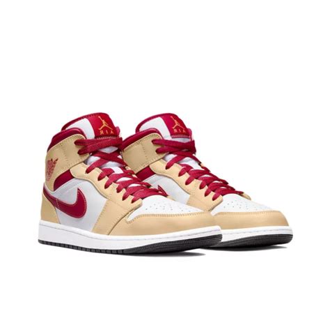 Giày Nike Air Jordan 1 Mid Beige White Red 554724 201 Hệ Thống Phân