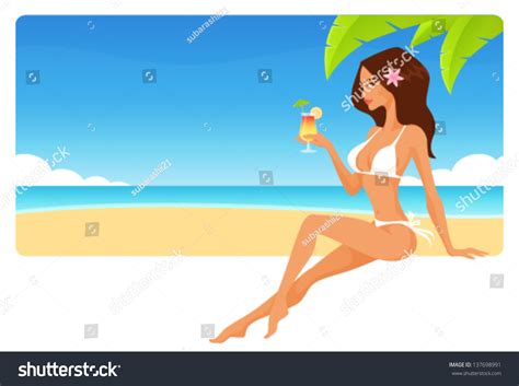 Sexy Beach Bikini Girl Wearing Stock Vectors And Vector Art Shutterstock