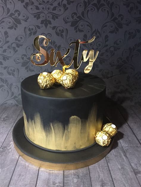 Elegant Black And Gold 60th Birthday Cake