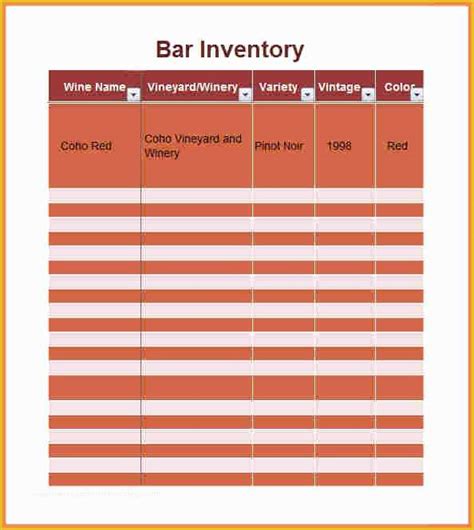 Free Liquor Inventory Spreadsheet Template Of 10 Sample Bar Inventory ...