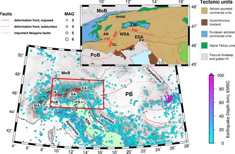 Geological Map Of The Alps Showing Major Deformation Fronts Faults