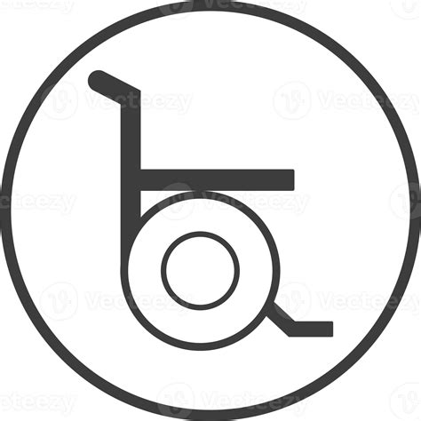 Wheel Chair Icon In Thin Line Black Circle Frames Png