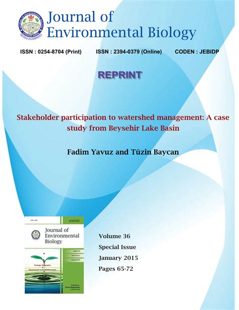 Pdf Journal Of Environmental Biology Reprint Stakeholder