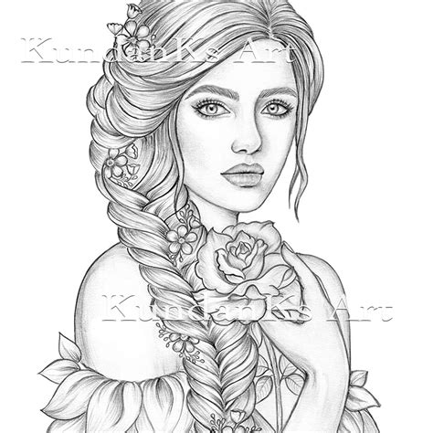 Beautiful Woman Coloring Pages Realistic Coloring Pages