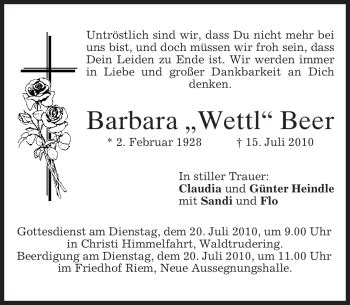 Traueranzeigen Von Barbara Beer Trauer Merkur De