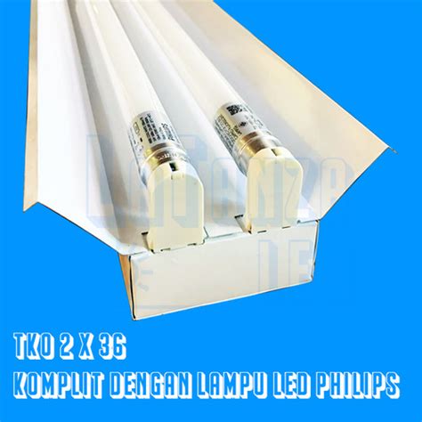 Jual Kap Lampu TKO LED 2x36 120cm Kap TKO TL 2x16 Philips Komplit