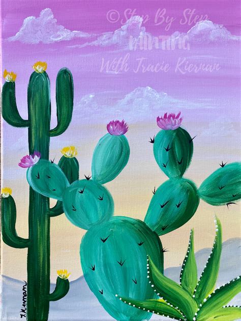 Easy Cactus Painting “desert Golden Hour” Step By Step Painting With Tracie Kiernan