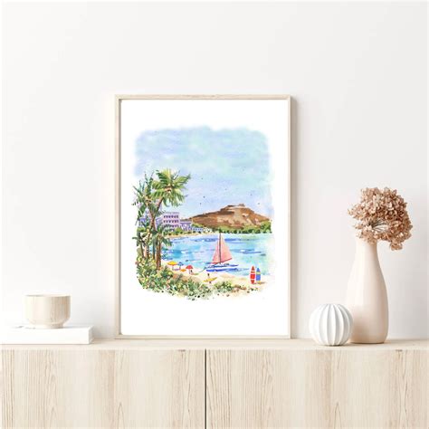 Hawaii Wall Art Hawaii Watercolor Print Hawaii Painting - Etsy