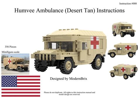 Lego Moc Humvee Ambulance Desert Tan Custom Military Building