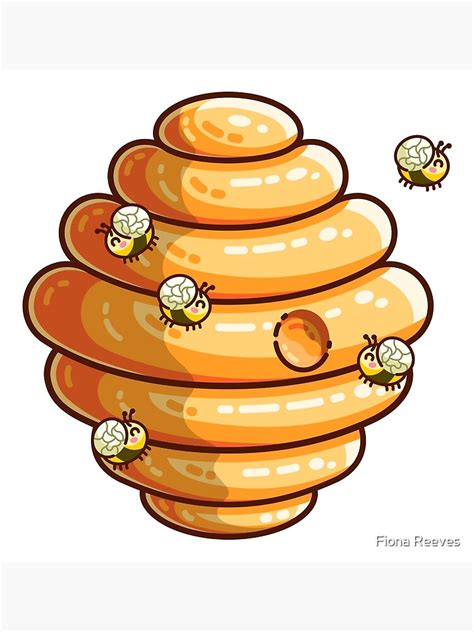 Kawaii Cute Bees And Beehive Poster By Freeves Redbubble