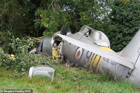 Pilot Is Hurt As His 69 Year Old Hawker Sea Fury Plane Crash Lands