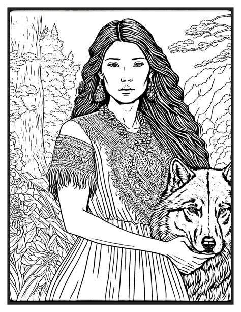 Native American Women Coloring Pages Etsy