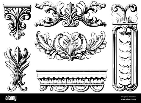 Vintage Baroque Ornamentation Intricate Vector Illustrations Of