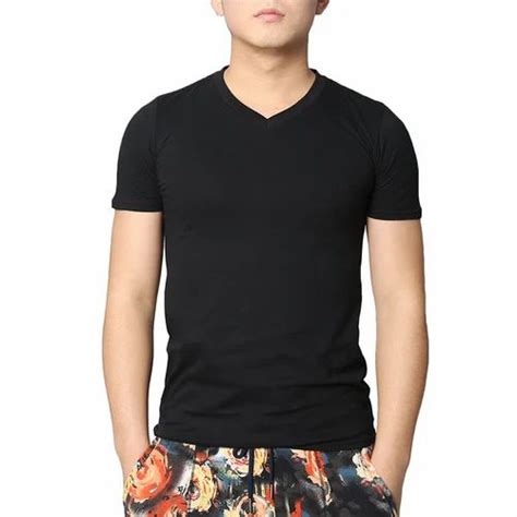 Plain Black Cotton Mens V Neck T Shirt At Rs 150 Piece In Chennai