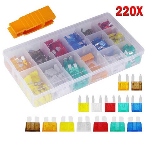 Electrapick 220pcs Car Blade Fuses Assortment Kit Standard And Mini Automotive Replacement Fuses 5