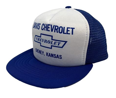 Vintage Davis Chevrolet Hat Cap Snap Back Blue Mesh Trucker Cheney Kansas Mens Ebay