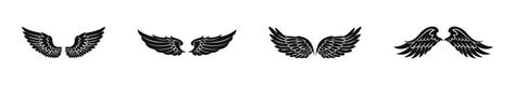 Bird wings set. Feather wing silhouette collection. 48922947 Vector Art ...