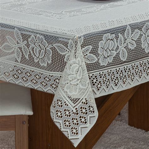 Toalha De Mesa Renda Floral Quadrada 4 Lugares 1 40M X 1 40M Palha