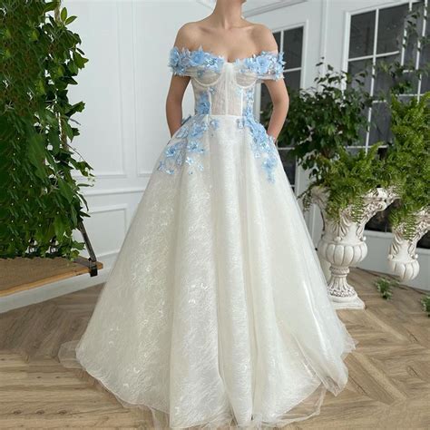 Sky Blue And White Wedding Dresses