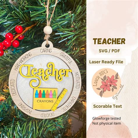 DIGITAL FILE Teacher Ornament SVG Teacher Score Ornament Teacher Car