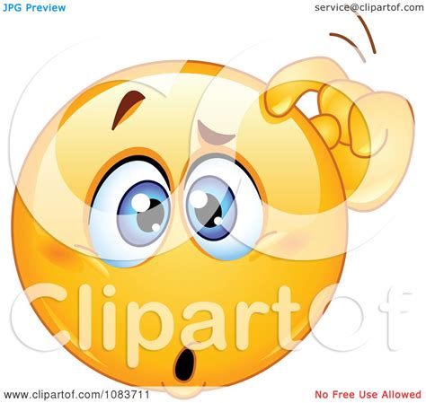 Clipart Confused Emoticon Smiley Scratching His Head - Royalty Free ...