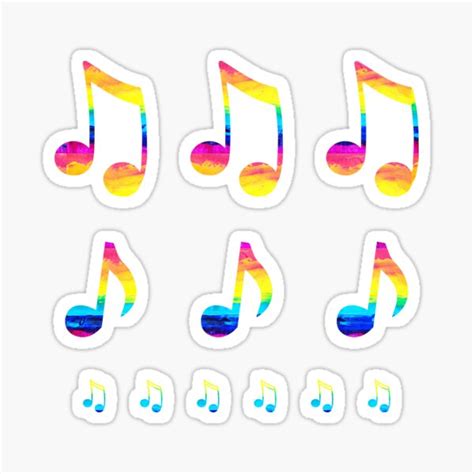 Rainbow Music Notes Sticker By Kellylouisev Redbubble