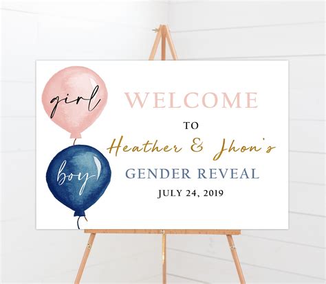 Gender Reveal Welcome Sign Any Size Etsy Canada Gender Reveal Signs