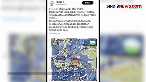 Gempa M5 2 Guncang Maluku Tengah BMKG Tidak Berpotensi Tsunami