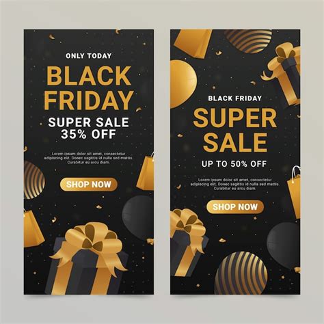 Conjunto De Banners De Venta De Viernes Negro Degradado Vector Gratis